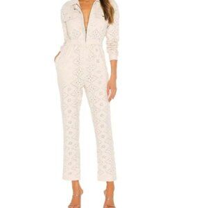 Free People 'Set The Tone' Jumpsuit Ivory BOHO Festival Cotton Eyelet Romper